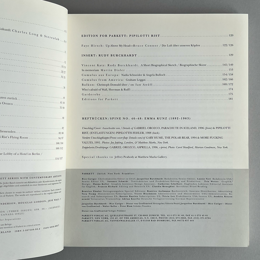 Parkett Vol. 48 - 1996 Gary Hume, Gabriel Orozco, Pipilotti Rist