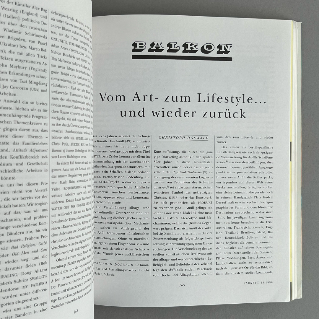 Parkett Vol. 48 - 1996 Gary Hume, Gabriel Orozco, Pipilotti Rist