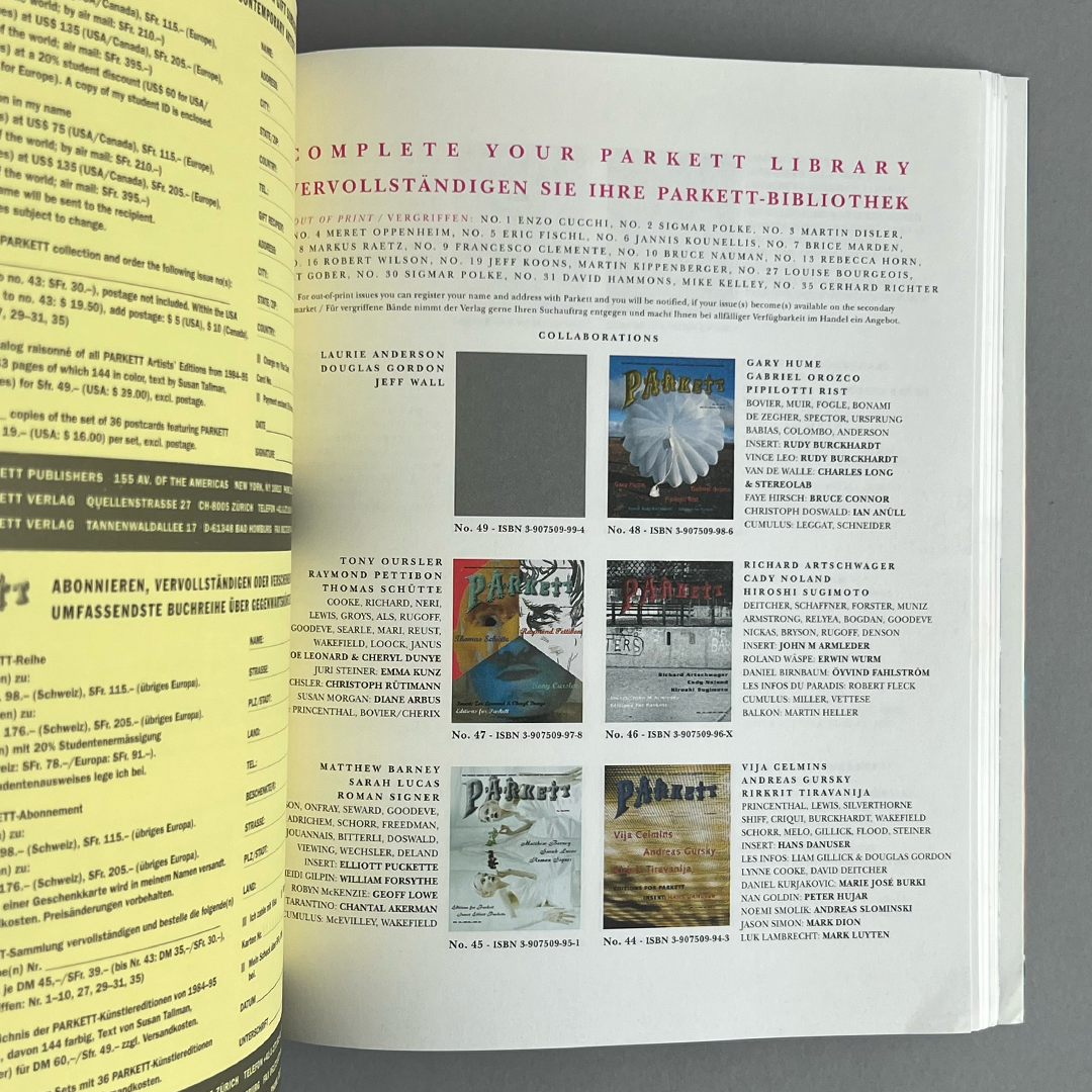 Parkett Vol. 48 - 1996 Gary Hume, Gabriel Orozco, Pipilotti Rist